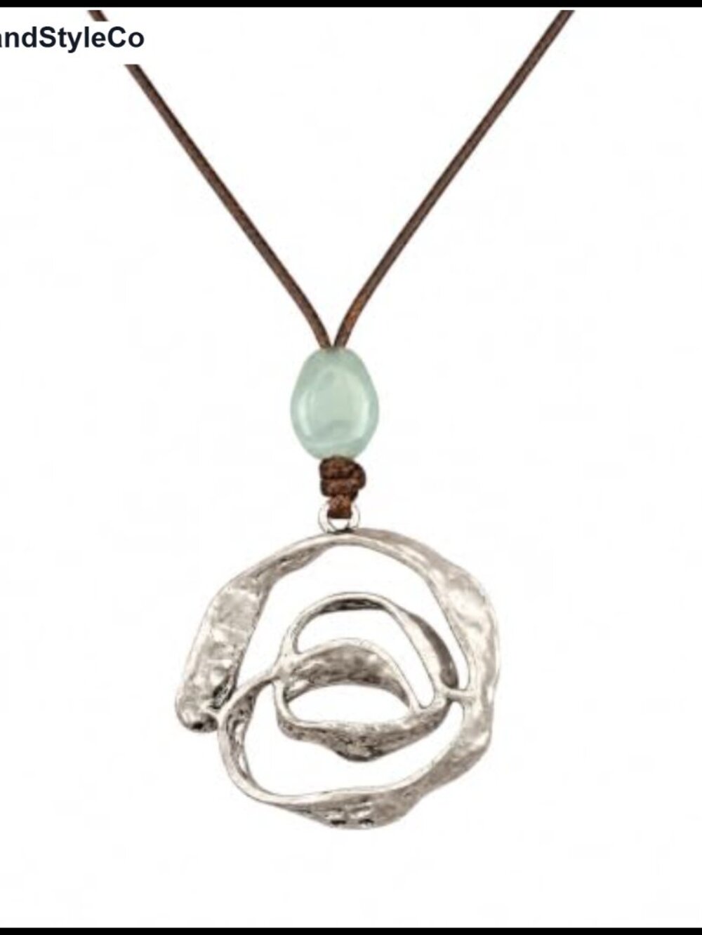 Faux Leather Cord Necklace Silver Tone Openwork Pendant Boho Jewelry